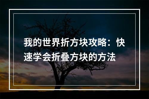 我的世界折方块攻略：快速学会折叠方块的方法