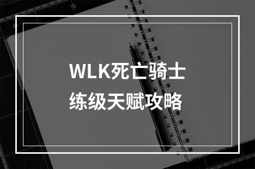 WLK死亡骑士练级天赋攻略