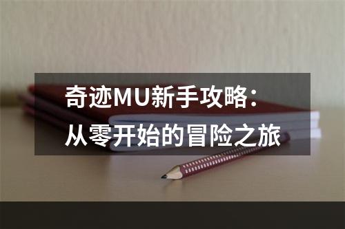 奇迹MU新手攻略：从零开始的冒险之旅