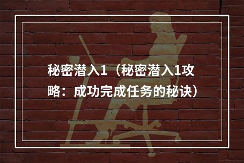 秘密潜入1（秘密潜入1攻略：成功完成任务的秘诀）