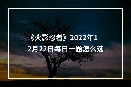 《火影忍者》2022年12月22日每日一题怎么选