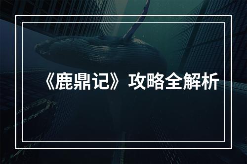 《鹿鼎记》攻略全解析