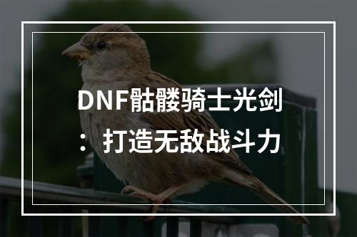 DNF骷髅骑士光剑：打造无敌战斗力