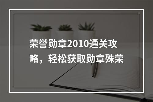 荣誉勋章2010通关攻略，轻松获取勋章殊荣