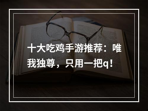 十大吃鸡手游推荐：唯我独尊，只用一把q！