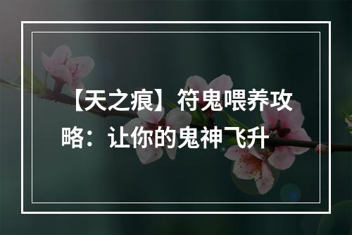 【天之痕】符鬼喂养攻略：让你的鬼神飞升