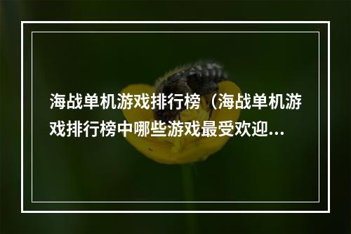 海战单机游戏排行榜（海战单机游戏排行榜中哪些游戏最受欢迎？）