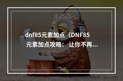 dnf85元素加点（DNF85 元素加点攻略： 让你不再为加点而烦恼）