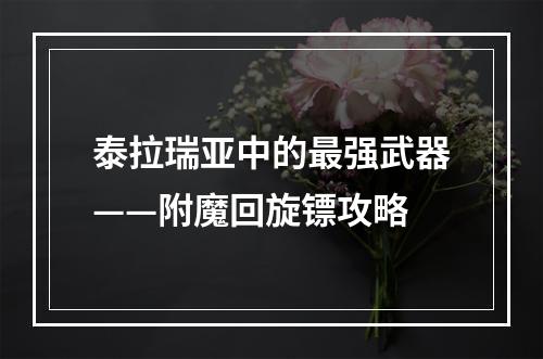 泰拉瑞亚中的最强武器——附魔回旋镖攻略