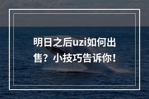 明日之后uzi如何出售？小技巧告诉你！