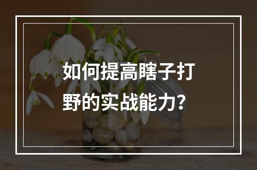 如何提高瞎子打野的实战能力？