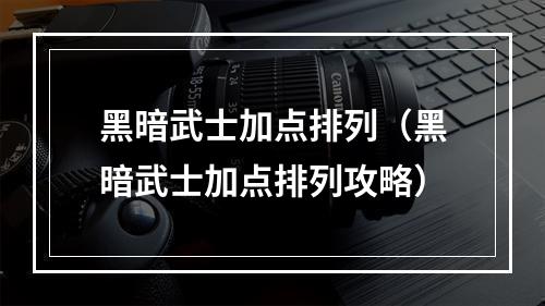 黑暗武士加点排列（黑暗武士加点排列攻略）