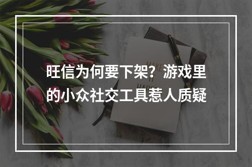 旺信为何要下架？游戏里的小众社交工具惹人质疑