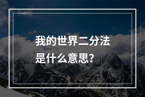 我的世界二分法是什么意思？