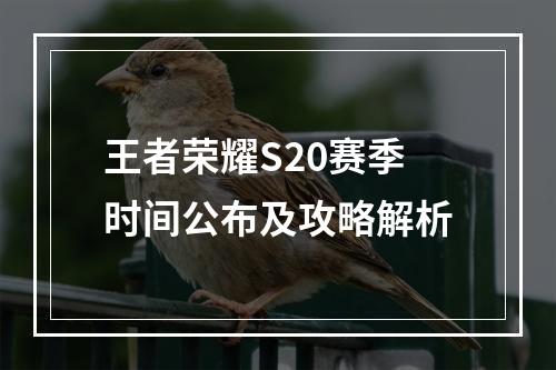 王者荣耀S20赛季时间公布及攻略解析