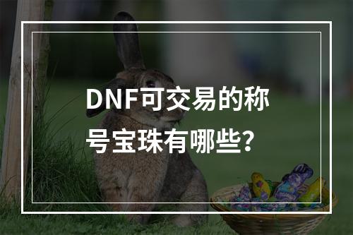 DNF可交易的称号宝珠有哪些？