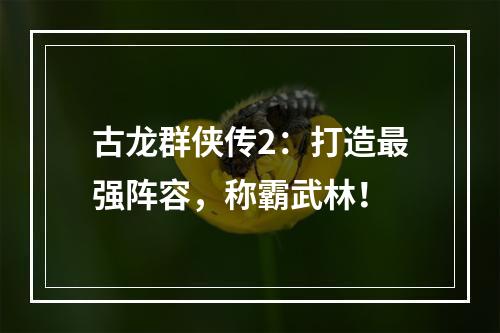 古龙群侠传2：打造最强阵容，称霸武林！