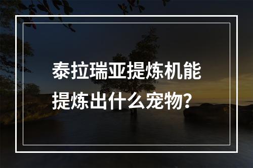 泰拉瑞亚提炼机能提炼出什么宠物？