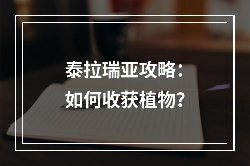 泰拉瑞亚攻略：如何收获植物？