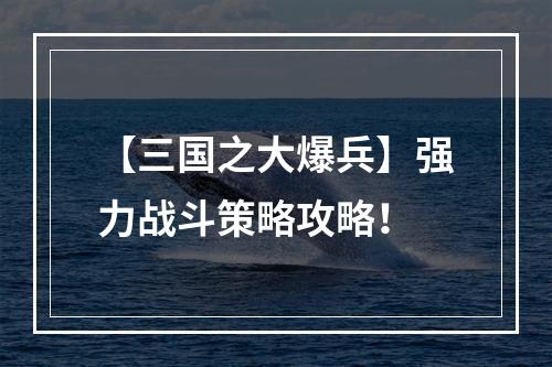 【三国之大爆兵】强力战斗策略攻略！