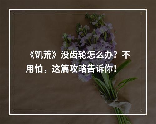 《饥荒》没齿轮怎么办？不用怕，这篇攻略告诉你！