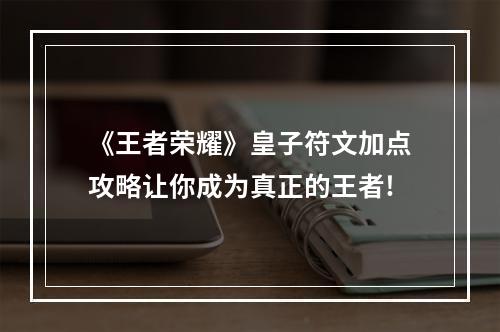 《王者荣耀》皇子符文加点攻略让你成为真正的王者!