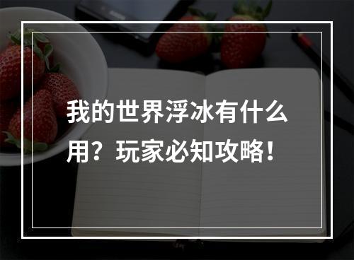 我的世界浮冰有什么用？玩家必知攻略！