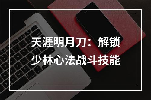 天涯明月刀：解锁少林心法战斗技能