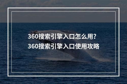 360搜索引擎入口怎么用？360搜索引擎入口使用攻略