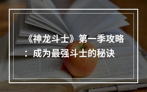 《神龙斗士》第一季攻略：成为最强斗士的秘诀