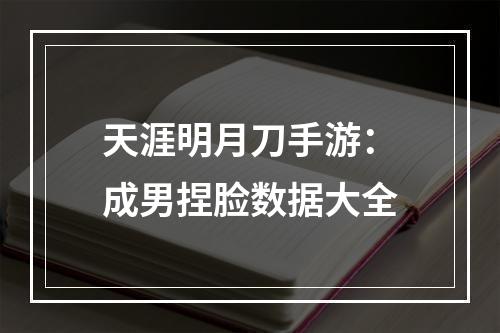 天涯明月刀手游：成男捏脸数据大全