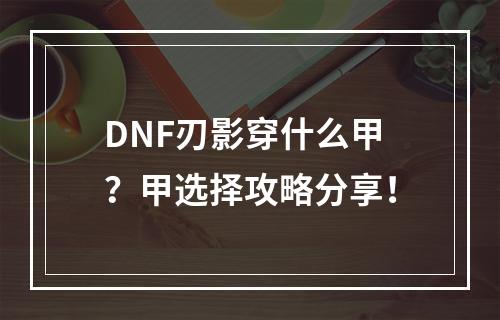 DNF刃影穿什么甲？甲选择攻略分享！