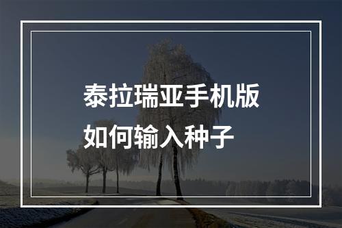 泰拉瑞亚手机版如何输入种子