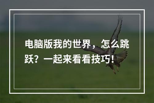 电脑版我的世界，怎么跳跃？一起来看看技巧！