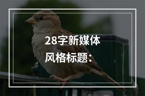 28字新媒体风格标题：