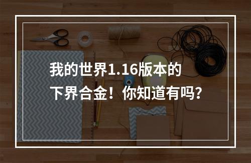 我的世界1.16版本的下界合金！你知道有吗？