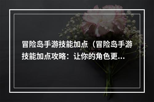 冒险岛手游技能加点（冒险岛手游技能加点攻略：让你的角色更加强大）