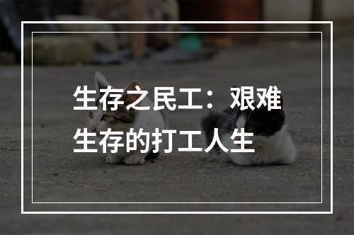 生存之民工：艰难生存的打工人生