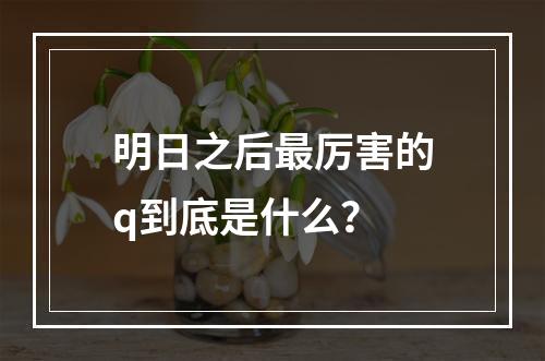 明日之后最厉害的q到底是什么？