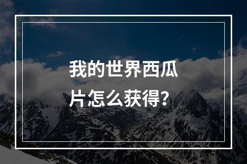 我的世界西瓜片怎么获得？