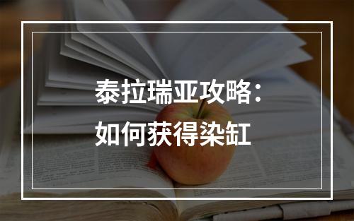 泰拉瑞亚攻略：如何获得染缸