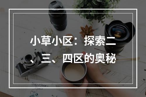 小草小区：探索二、三、四区的奥秘