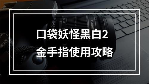 口袋妖怪黑白2金手指使用攻略