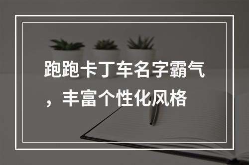 跑跑卡丁车名字霸气，丰富个性化风格