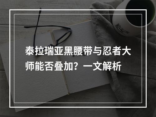 泰拉瑞亚黑腰带与忍者大师能否叠加？一文解析