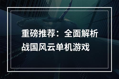 重磅推荐：全面解析战国风云单机游戏