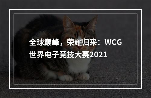 全球巅峰，荣耀归来：WCG世界电子竞技大赛2021