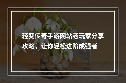 轻变传奇手游网站老玩家分享攻略，让你轻松进阶成强者