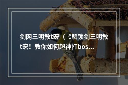 剑网三明教t宏（《解锁剑三明教t宏！教你如何超神打boss》）