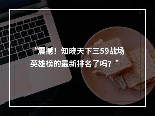 “震撼！知晓天下三59战场英雄榜的最新排名了吗？”